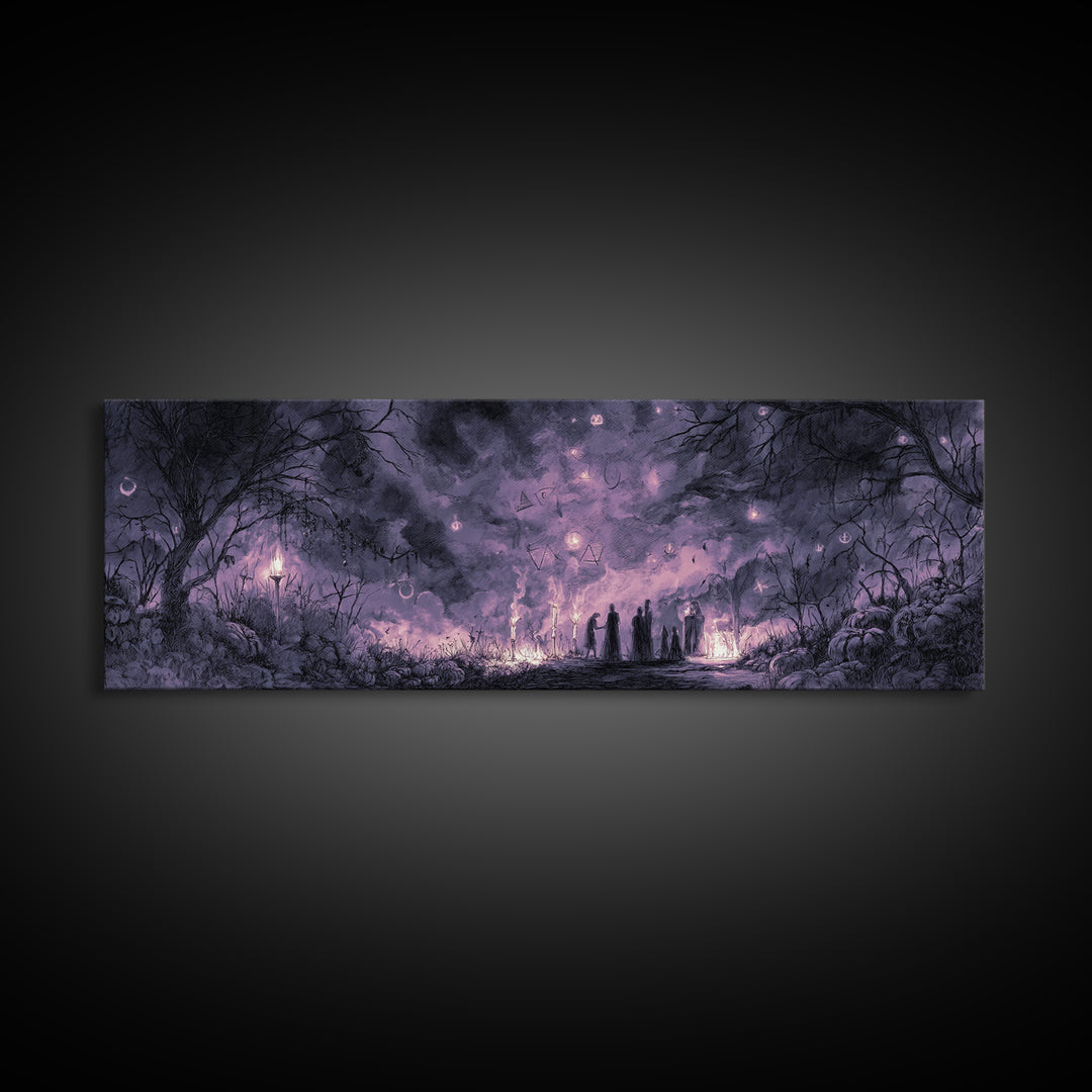 The Children Of The Star Orchard, Macabre Halloween Art, Extra Wide Wall Art, Canvas Print, Halloween Home Decor, Gothic Wall Art