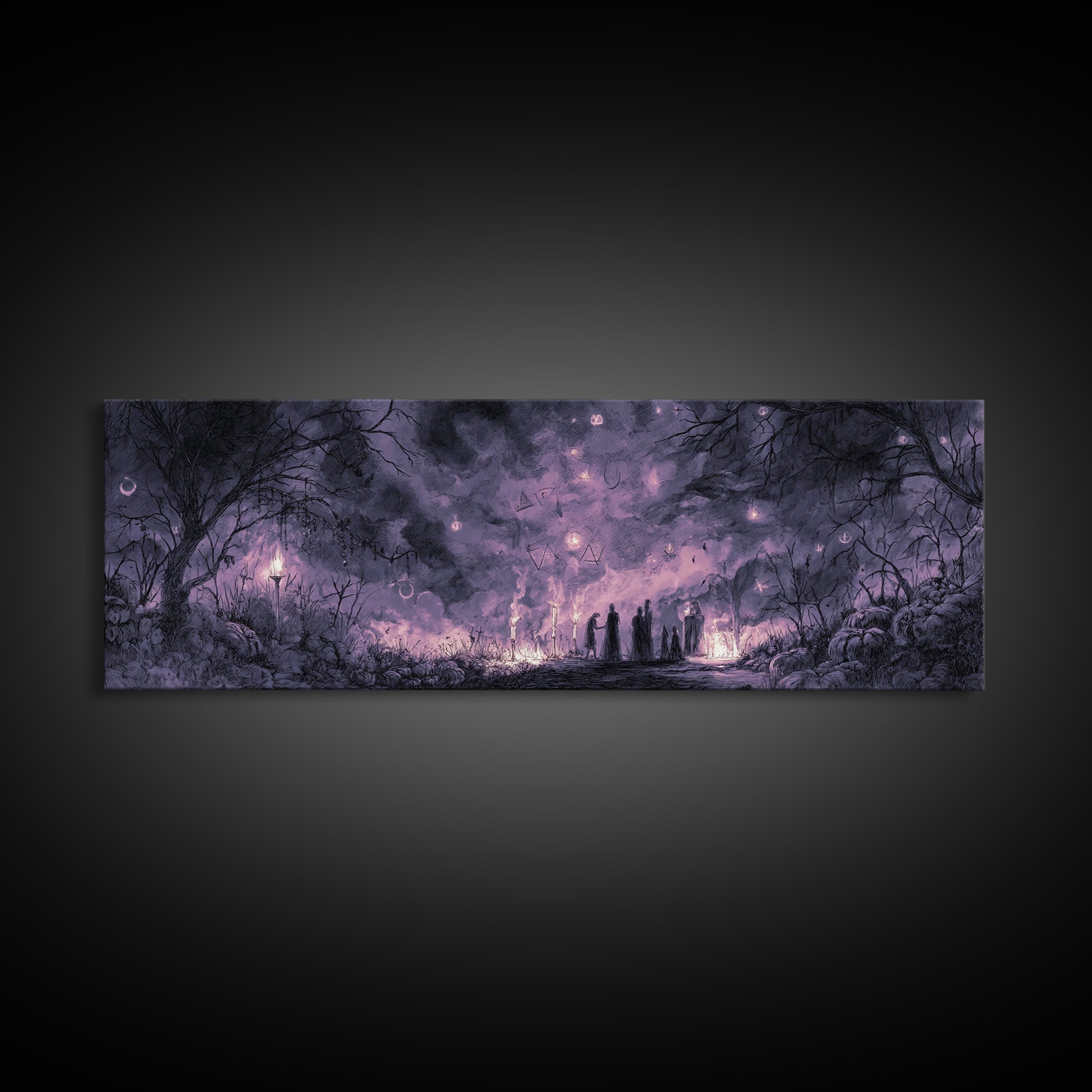 The Children Of The Star Orchard, Macabre Halloween Art, Extra Wide Wall Art, Canvas Print, Halloween Home Decor, Gothic Wall Art