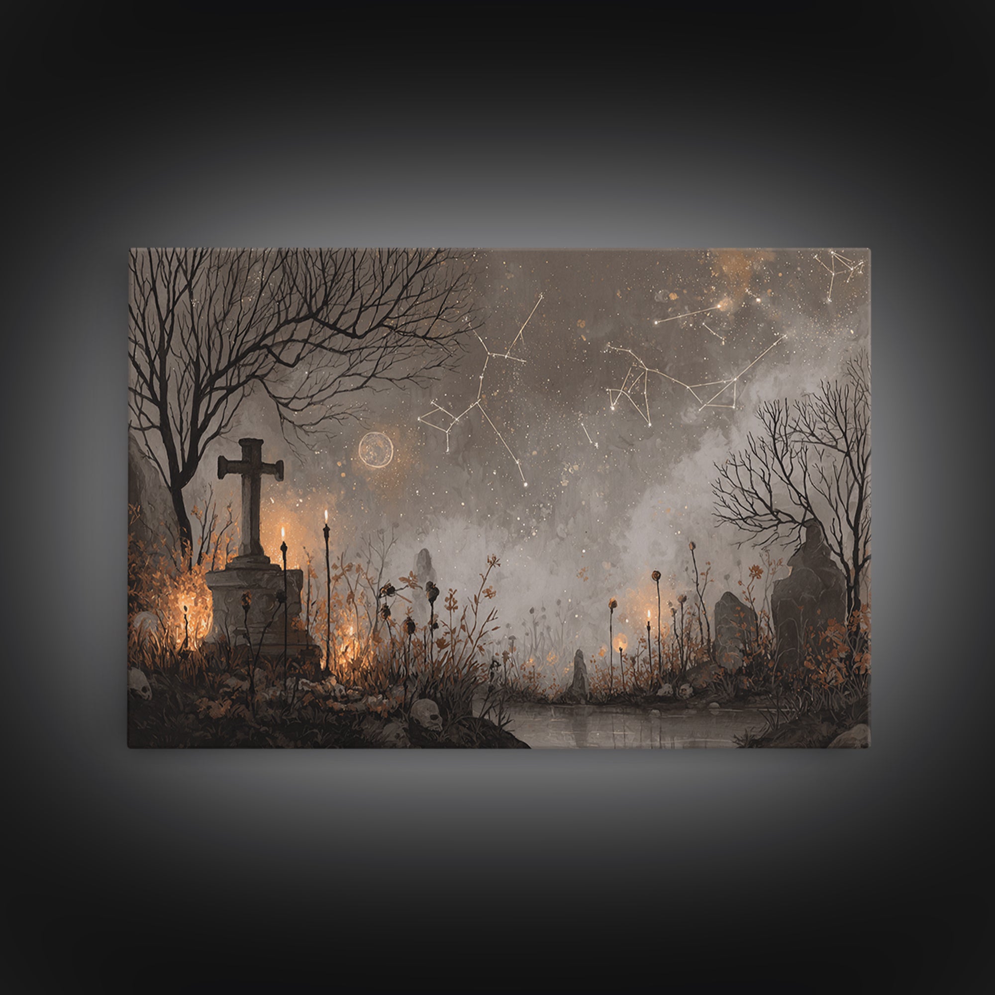 The Archivist Of Dreaming Bones, Halloween Wall Art, Landscape Wall Art, Canvas Print, Halloween Home Decor, Gothic Wall Art