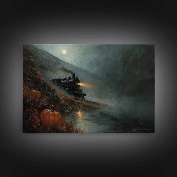 The Phantom Train To Kadath, Spooky Wall Decor, Landscape Wall Art, Canvas Print, Halloween Home Decor, Gothic Wall Art, Halloween Wall Art
