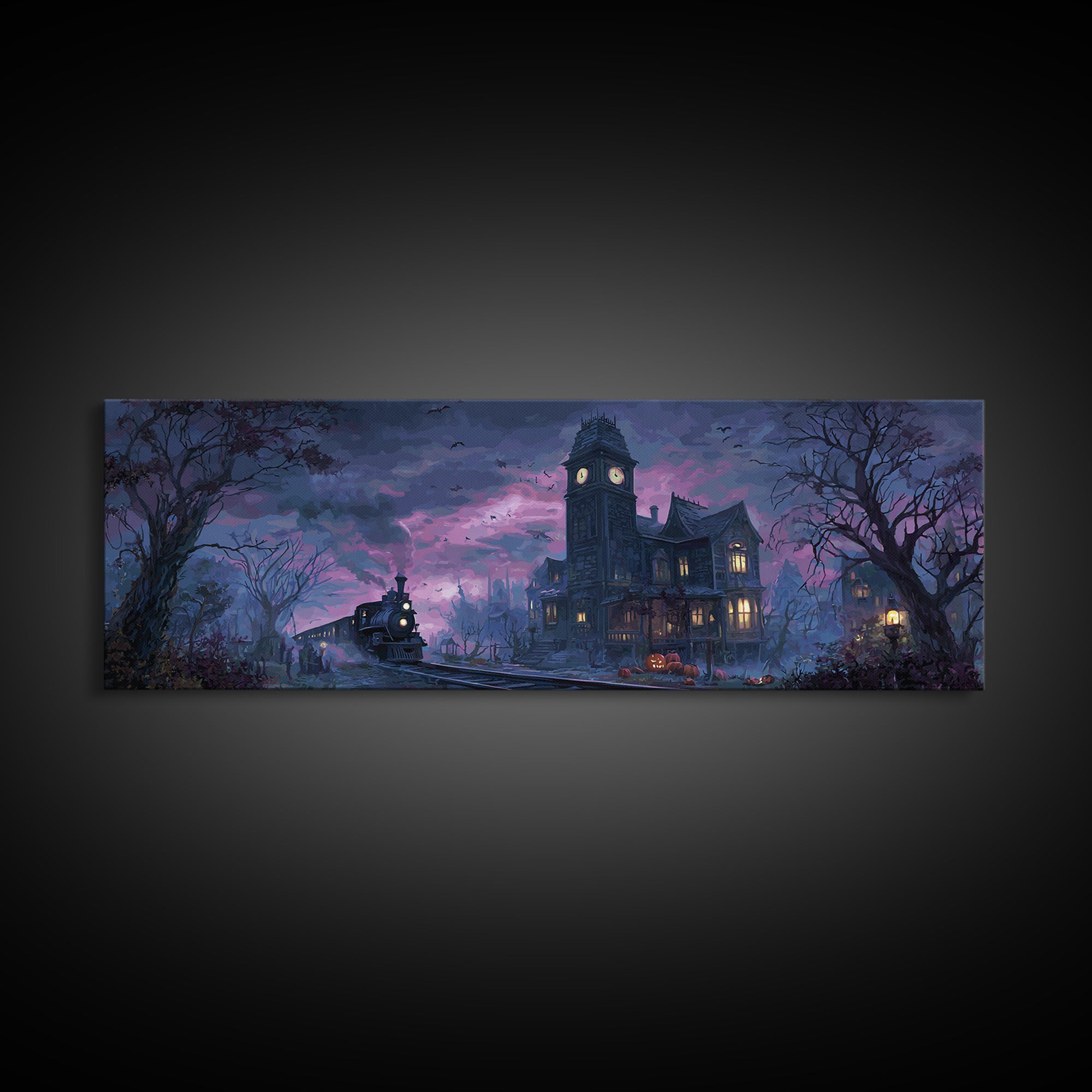 The Phantom Train To Kadath, Eldritch Wall Art, Extra Wide Wall Art, Canvas Print, Halloween Home Decor, Gothic Wall Art, Dark Fantasy Art