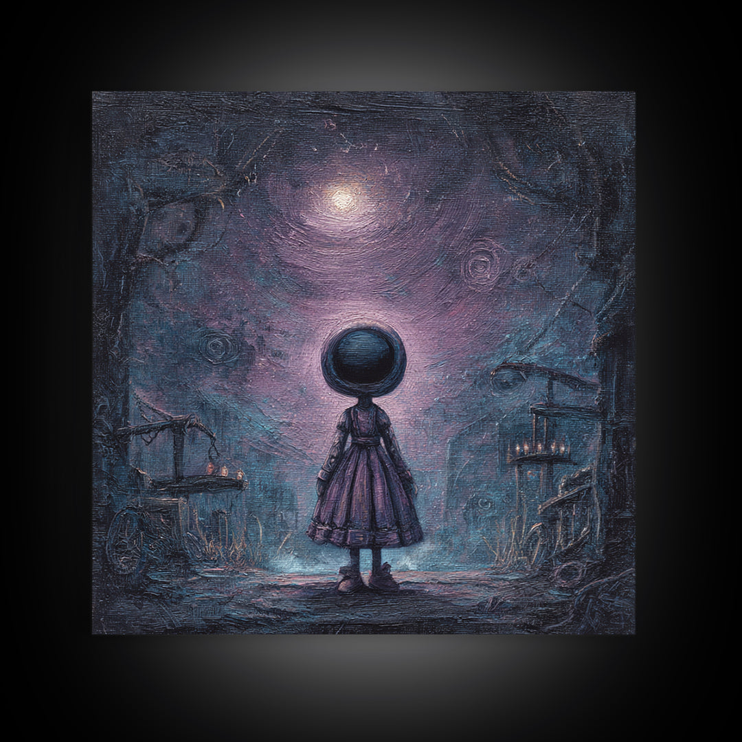 The Doll From Beyond The Void, Macabre Halloween Art, Square Wall Art, Canvas Print, Halloween Home Decor, Gothic Wall Art, Dark Fantasy Art
