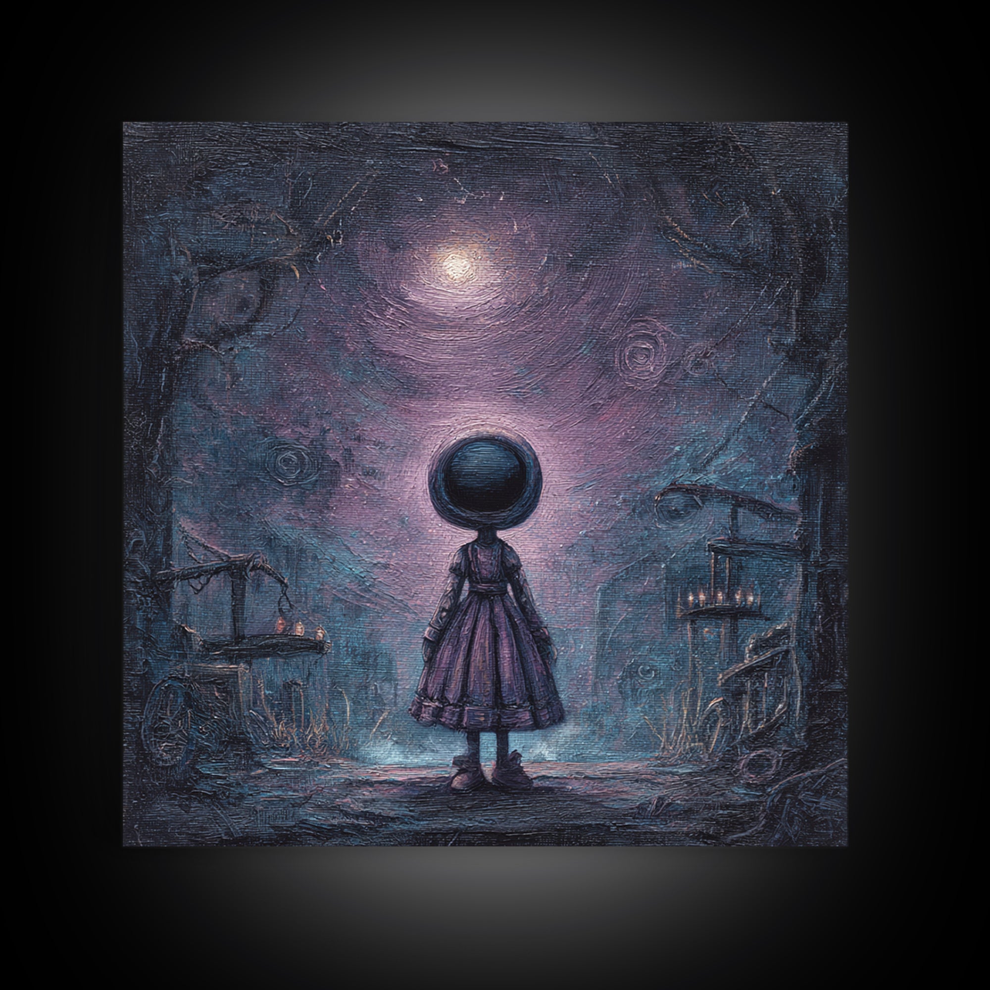 The Doll From Beyond The Void, Macabre Halloween Art, Square Wall Art, Canvas Print, Halloween Home Decor, Gothic Wall Art, Dark Fantasy Art