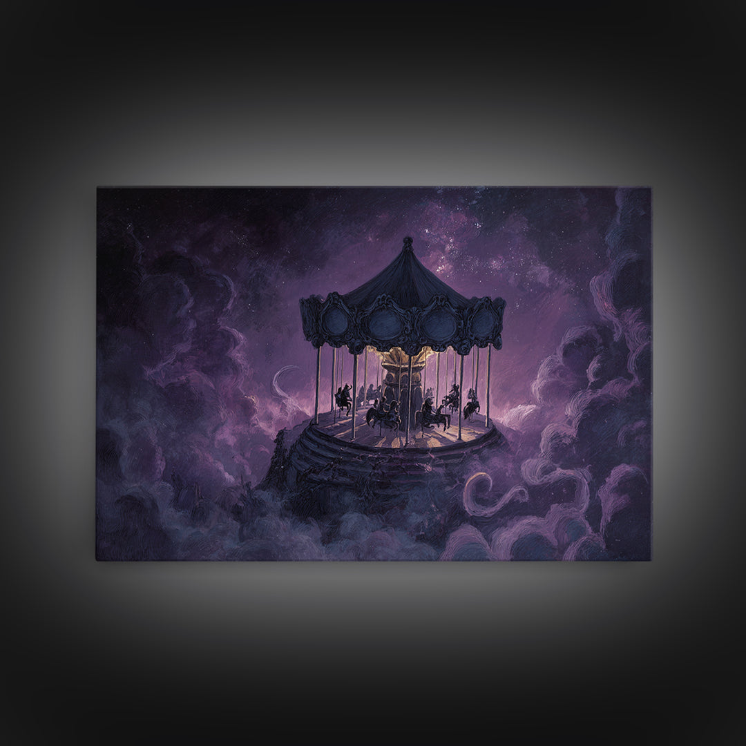 The Carousel Of Sleeping Planets, Occult Wall Decor, Landscape Wall Art, Canvas Print, Halloween Home Decor, Gothic Wall Art