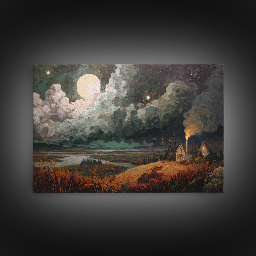 The Apothecary Of Black Seashell Dreams, Dark Fantasy Wall Art, Landscape Wall Art, Canvas Print, Halloween Home Decor, Gothic Wall Art