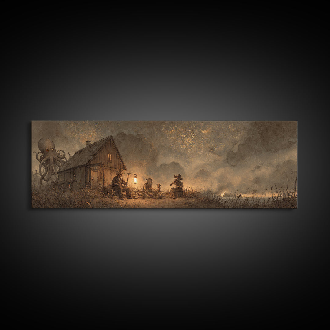 The Festival Of The Little Old Ones, Occult Wall Decor, Extra Wide Wall Art, Canvas Print, Halloween Home Decor, Gothic Wall Art