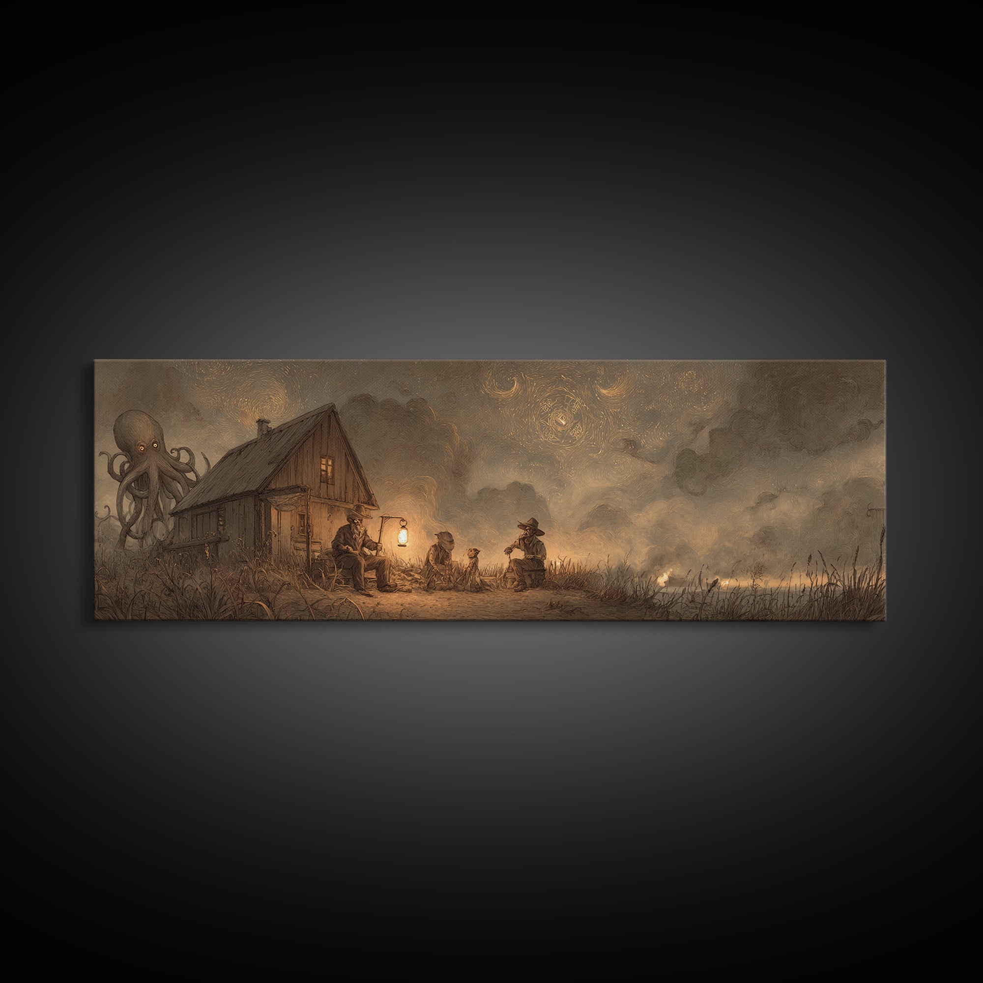 The Festival Of The Little Old Ones, Occult Wall Decor, Extra Wide Wall Art, Canvas Print, Halloween Home Decor, Gothic Wall Art