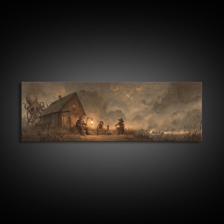 The Festival Of The Little Old Ones, Occult Wall Decor, Extra Wide Wall Art, Canvas Print, Halloween Home Decor, Gothic Wall Art