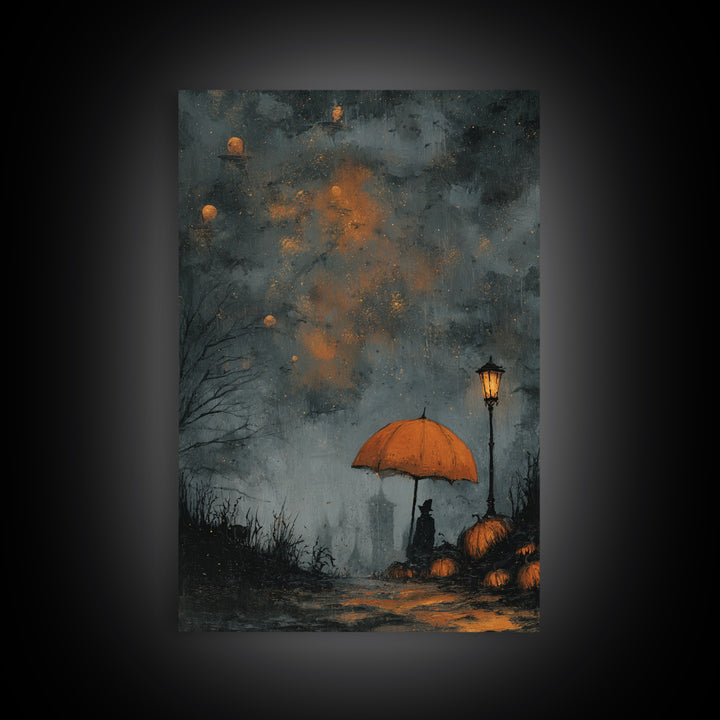 The Umbrella Of The Outer Rain, Halloween Wall Art, Vertical Wall Art, Canvas Print, Halloween Home Decor, Gothic Wall Art, Dark Fantasy Art