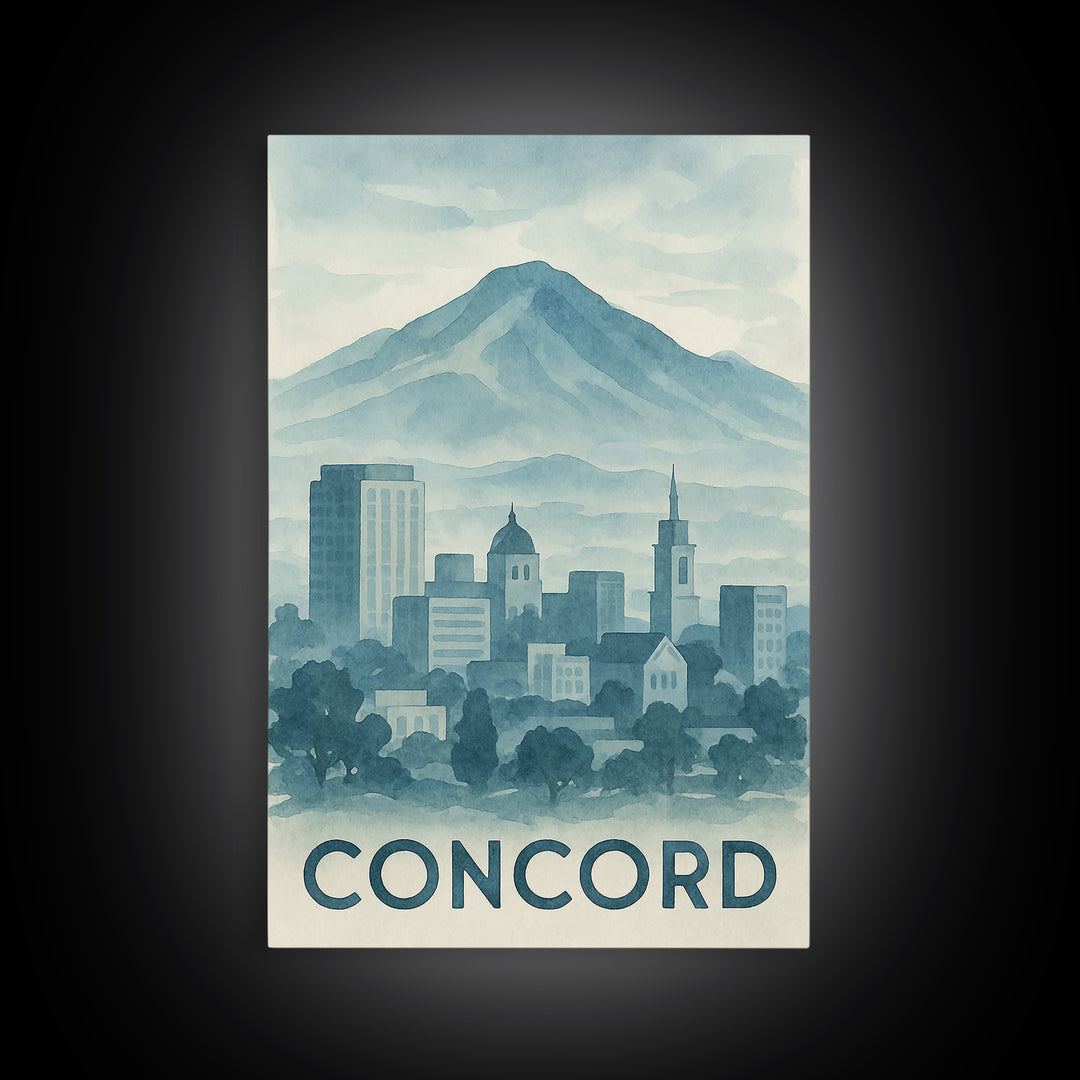 Concord Travel Poster, Canvas Print, Painted Travel Poster Art, Concord City Art, Travel Wall Decor, Fine Art Print, City Art Print