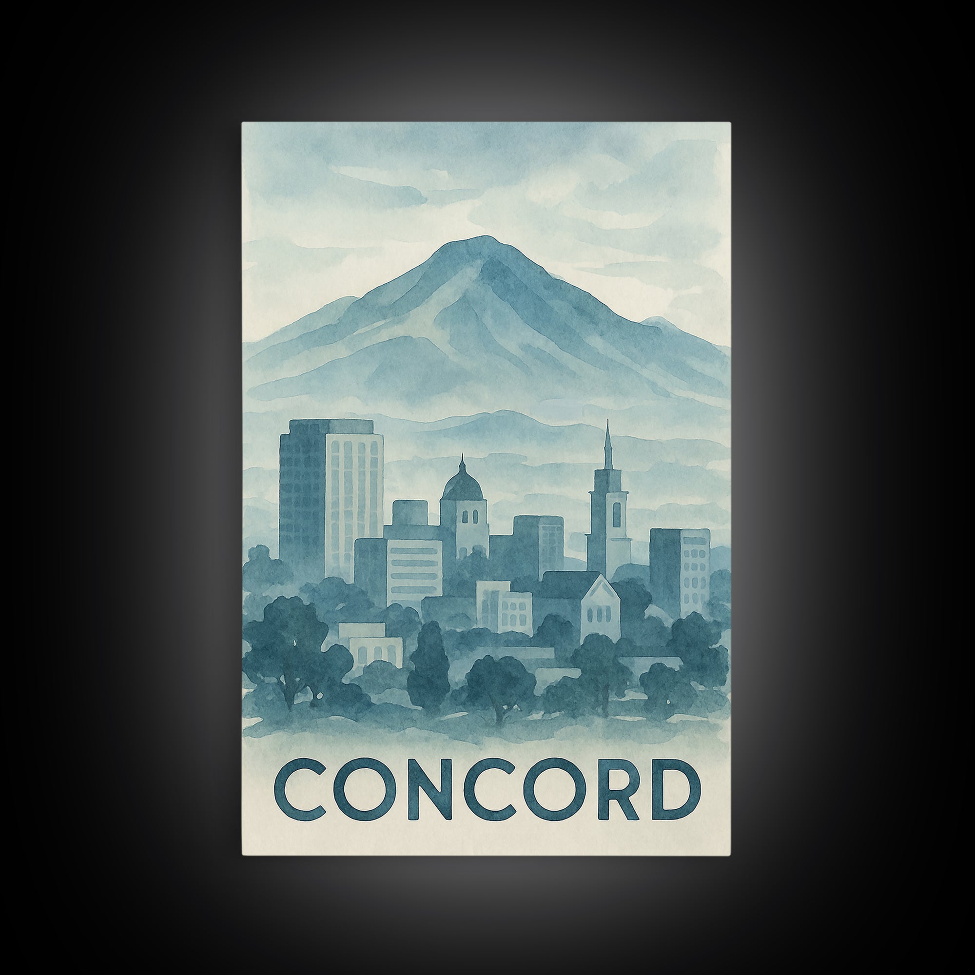 Concord Travel Poster, Canvas Print, Painted Travel Poster Art, Concord City Art, Travel Wall Decor, Fine Art Print, City Art Print