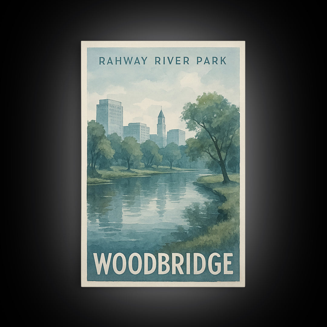 Woodbridge Virginia Travel Poster, Canvas Print, Illustrated Watercolor Poster, Woodbridge Art Print, Fine Art Print, Retro Travel Print