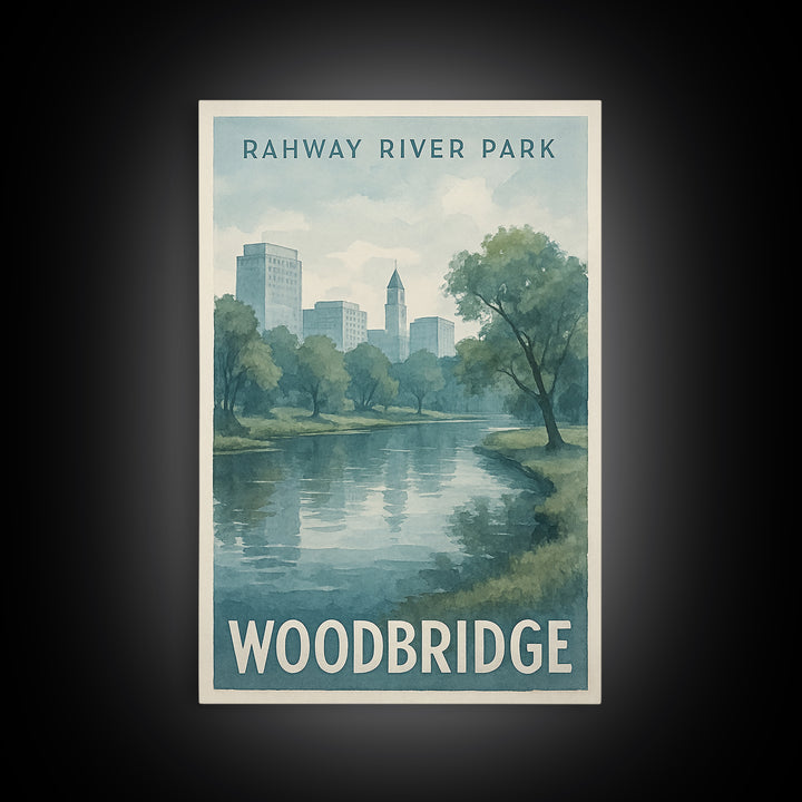 Woodbridge Virginia Travel Poster, Canvas Print, Illustrated Watercolor Poster, Woodbridge Art Print, Fine Art Print, Retro Travel Print