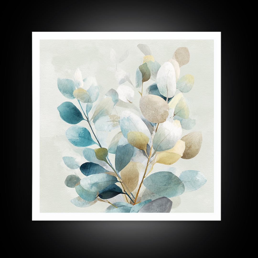 Clean Eucalyptus Leaf Study Canvas Print, Waiting Room Art, Minimalist Art, Waiting Room Decor, Fine Art, Calm, Luxury Decor, WRA-1x1-17