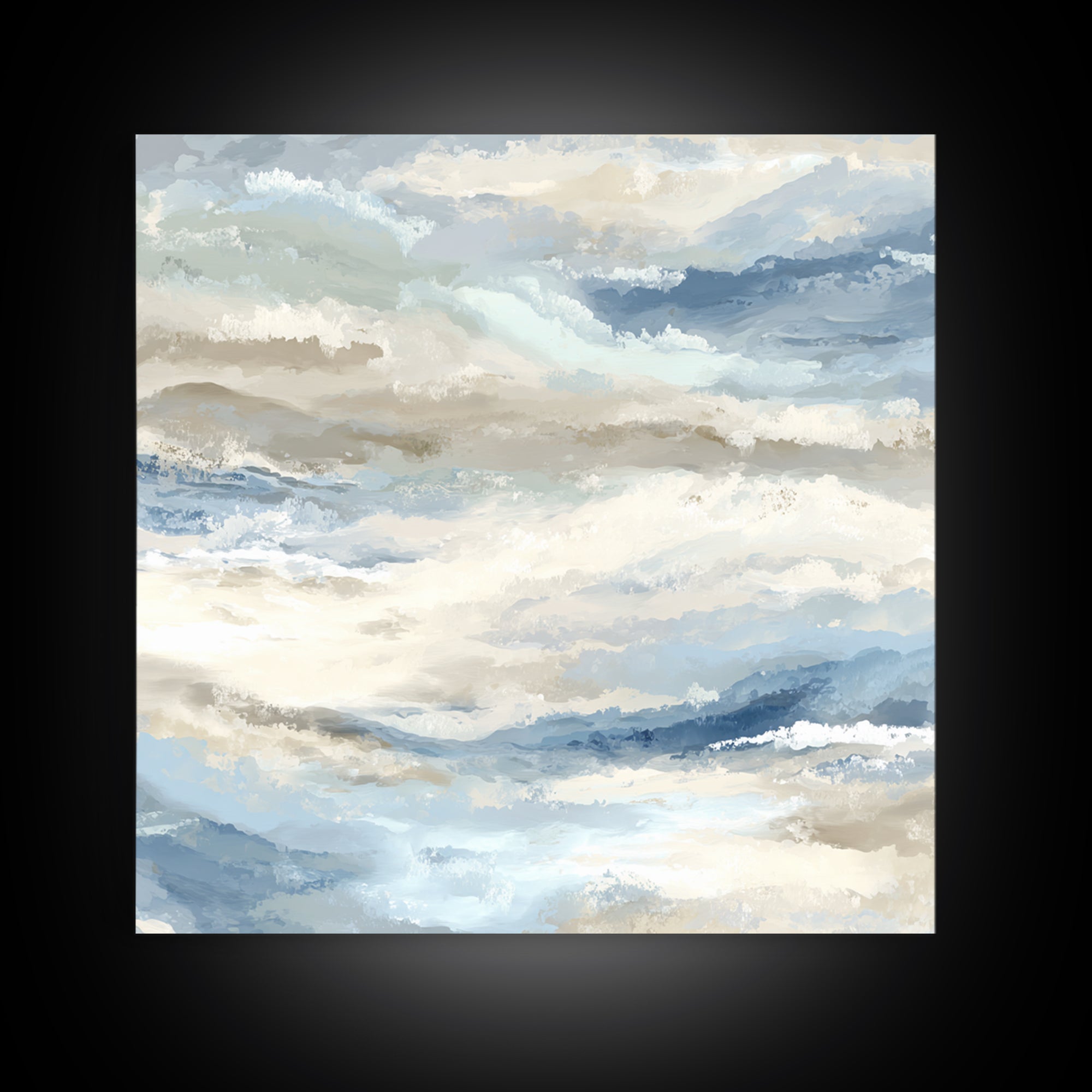 Soft Abstract Waves Framed Canvas Print, Waiting Room Art, Office Art, Waiting Room Decor, Fine Art, Calm, Gallery Decor, WRA-1x1-2