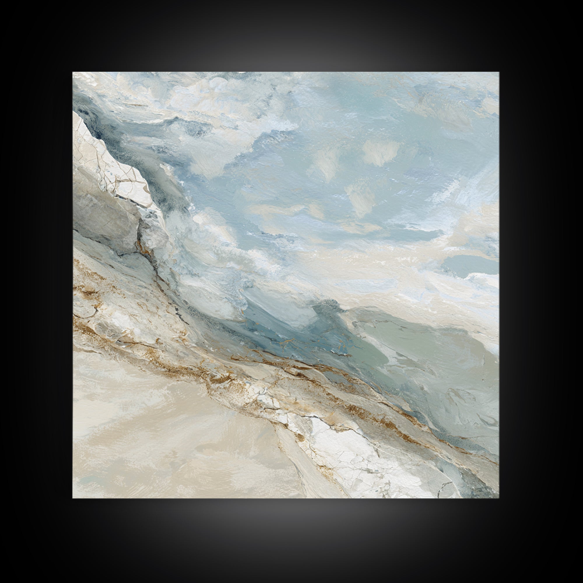 Light Marble Texture Abstract Framed Canvas Print, Waiting Room Art, Dog Wall Art, Waiting Room Decor, Abstract Art, Calm, WRA-1x1-24