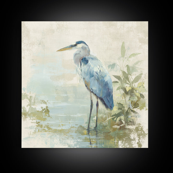 Blue Heron in Quiet Marsh Canvas Print, Waiting Room Art, Printable Art, Waiting Room Decor, Watercolor Art, Calm, WRA-1x1-36