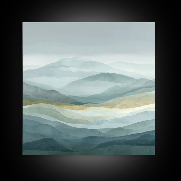 Simple Mountain Layers Framed Canvas Print, Waiting Room Art, Dental Office Decor, Waiting Room Decor, Fine Art, Calm, WRA-1x1-38