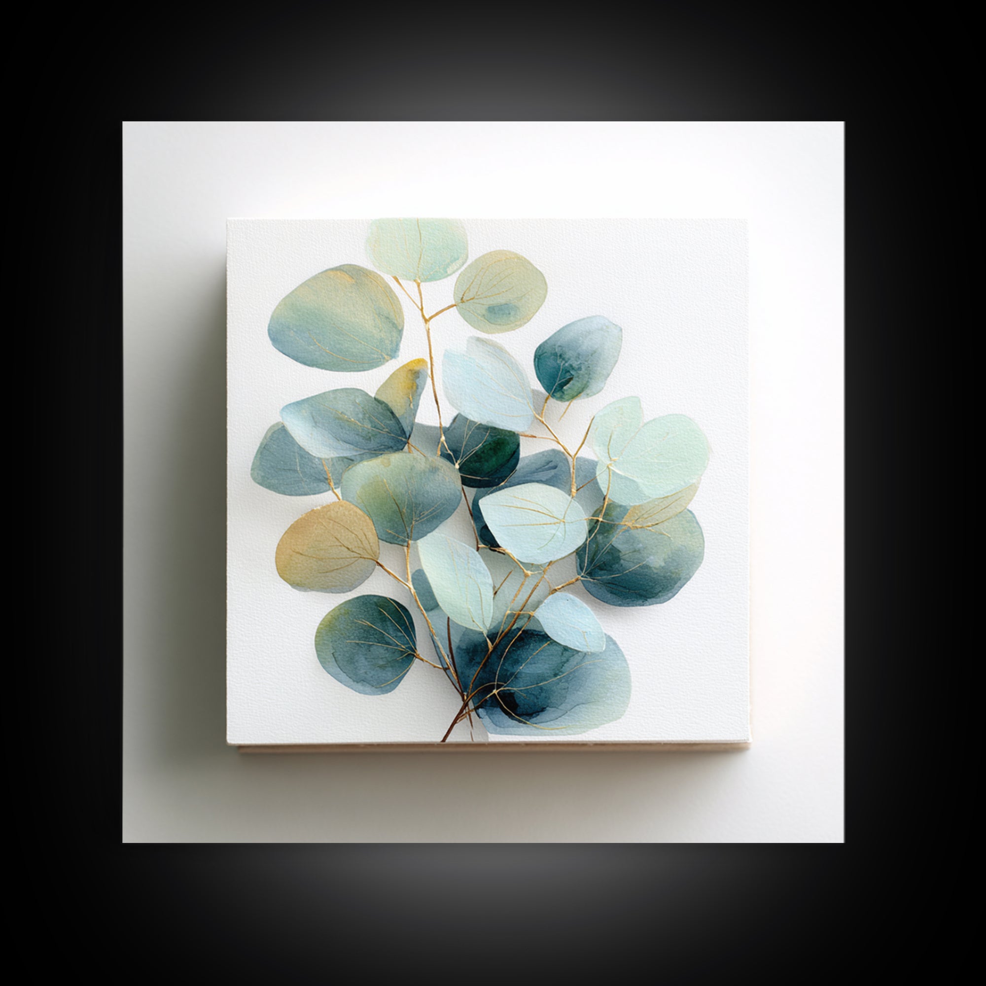 Clean Eucalyptus Leaf Study Framed Canvas Print, Waiting Room Art, Gallery Decor, Waiting Room Decor, Oil Painting, Calm, WRA-1x1-41