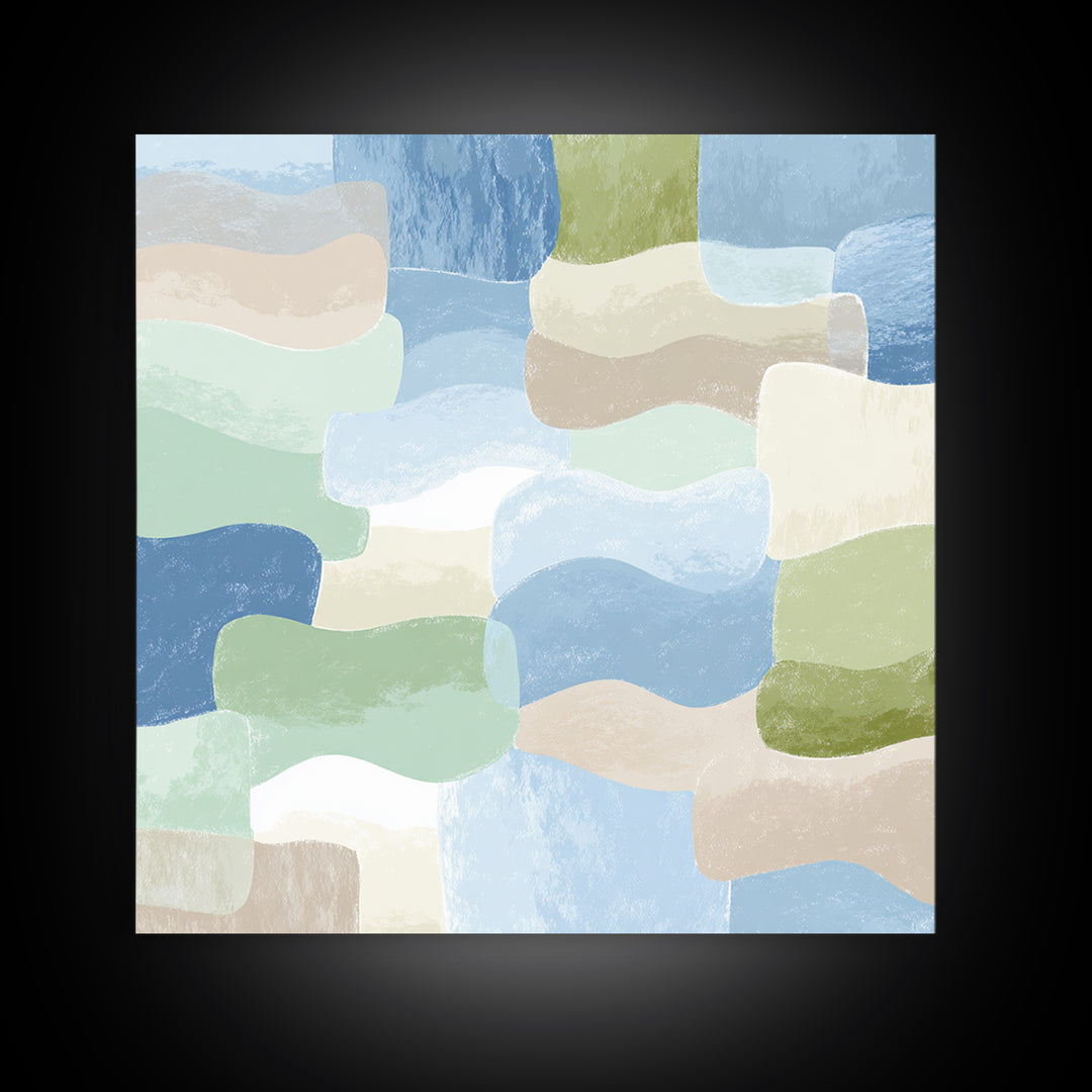 Pastel Rainbow Shapes for Pediatric Spaces Framed Canvas Print, Waiting Room Art, Dental Wall Art, Waiting Room Decor, Calm, WRA-1x1-42