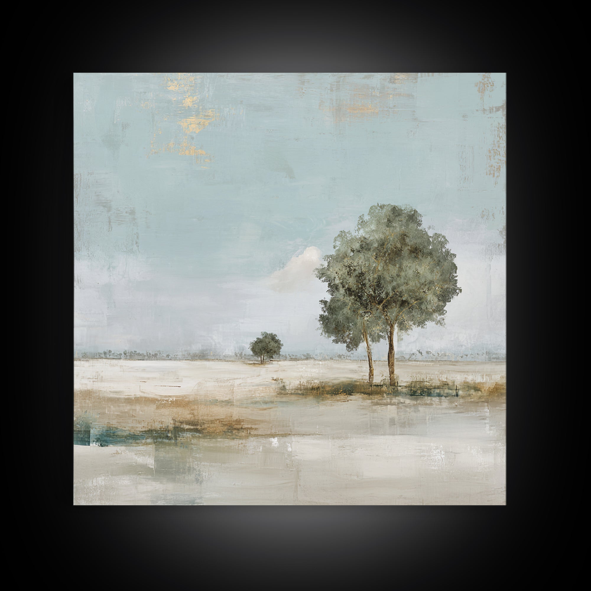 Open Field with Distant Tree Framed Canvas Print, Waiting Room Art, Bauhaus Print, Waiting Room Decor, Fine Art, Calm, WRA-1x1-47