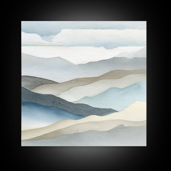 Simple Mountain Layers Framed Canvas Print, Waiting Room Art, Dental Office Decor, Waiting Room Decor, Fine Art, Calm, WRA-1x1-62