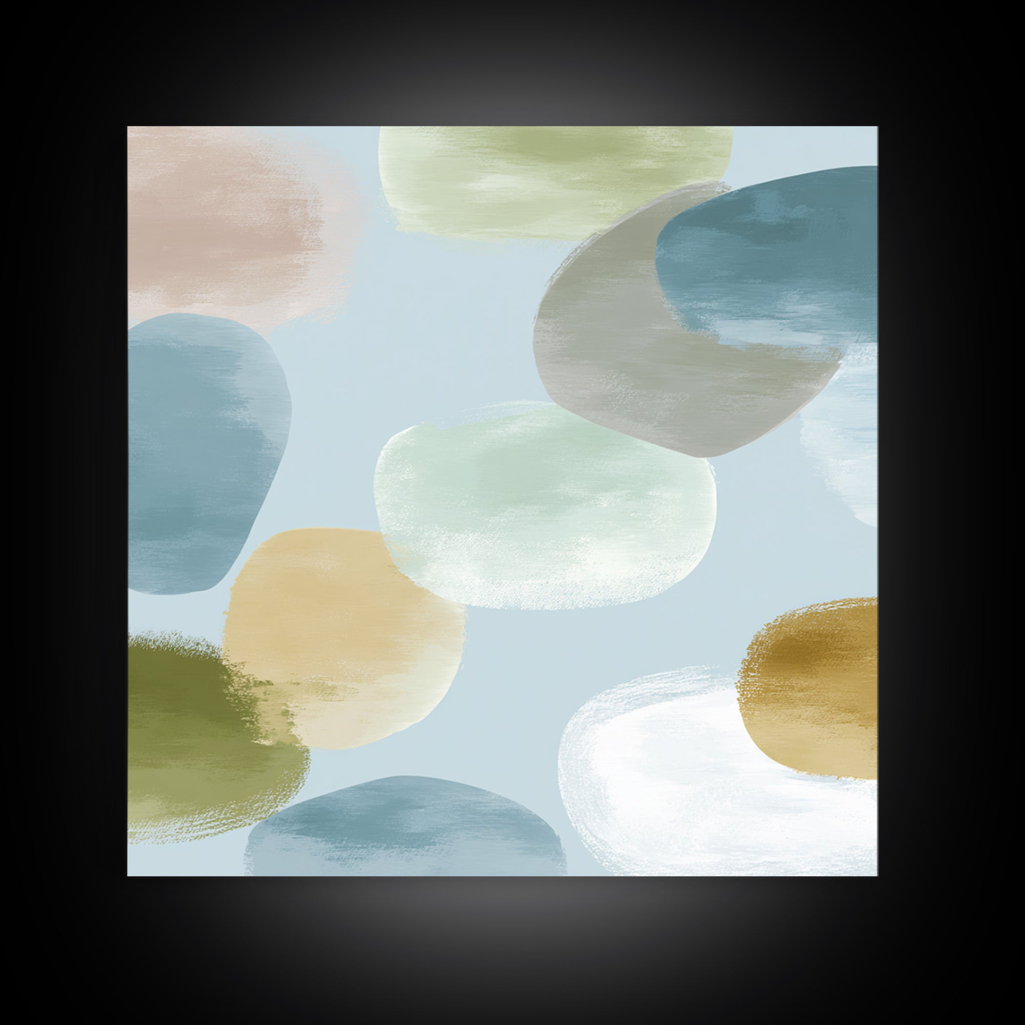 Pastel Rainbow Shapes for Pediatric Spaces Framed Canvas Print, Waiting Room Art, Dental Wall Art, Waiting Room Decor, Calm, WRA-1x1-66