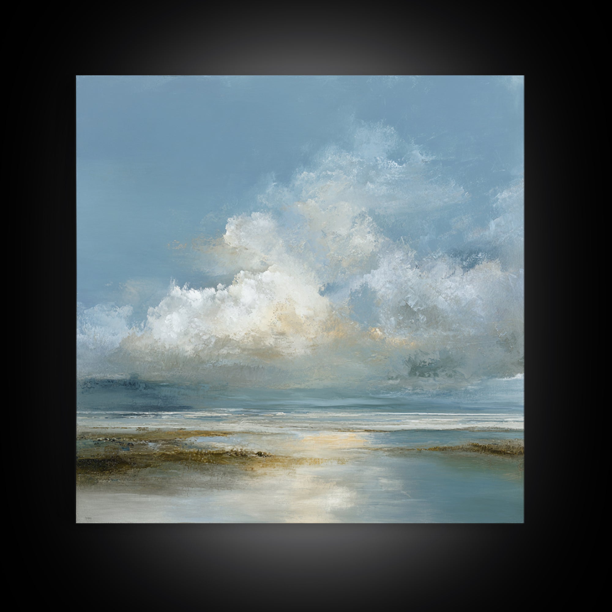 Large Cloudscape with Hopeful Light Framed Canvas Print, Waiting Room Art, Textured Painting, Waiting Room Decor, Calm, WRA-1x1-88