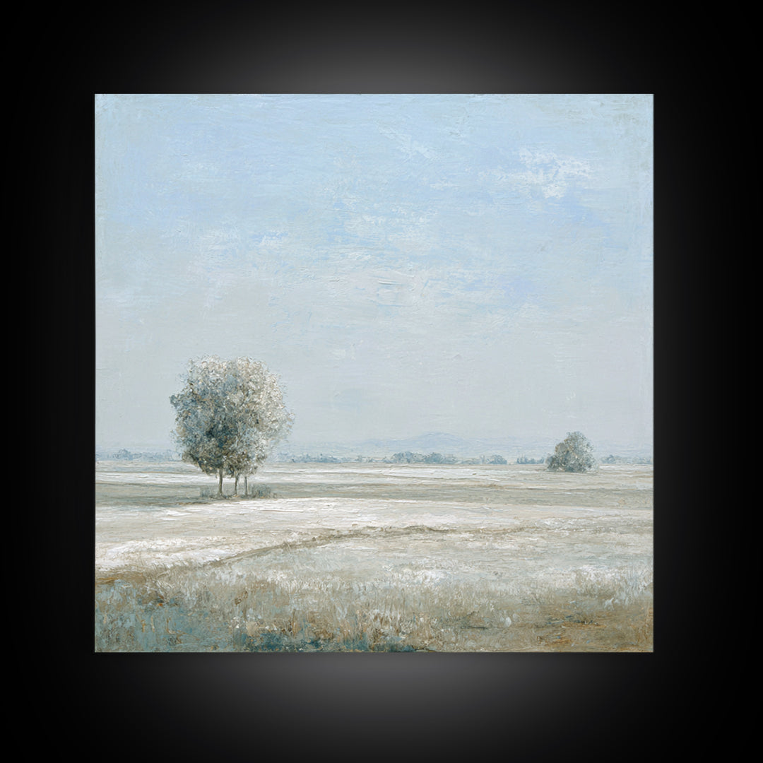 Open Field with Distant Tree Canvas Print, Waiting Room Art, Neutral Decor, Waiting Room Decor, Fine Art, Calm, Wall Art, WRA-1x1-95