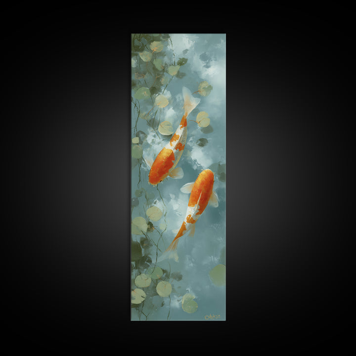 Gentle Koi Fish Canvas Print, Waiting Room Art, Landscape, Waiting Room Decor, Fine Art, Calm, Neutral Decor, Modern Decor, WRA-1x3-10