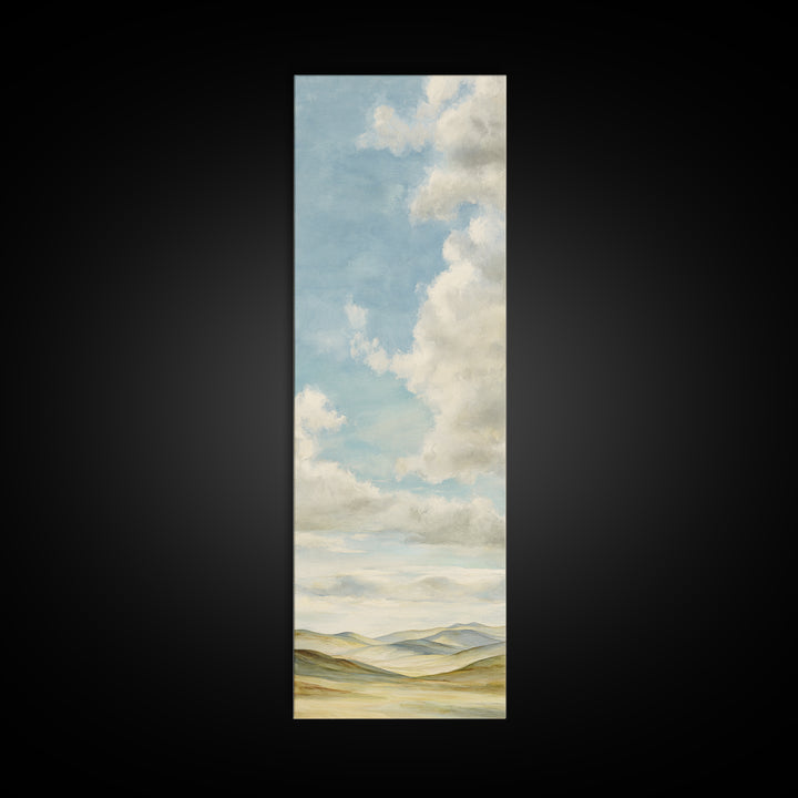 Calming Landscape with Open Sky and Gentle Canvas Print, Waiting Room Art, Statement Artwork, Waiting Room Decor, Oil Painting, WRA-1x3-13