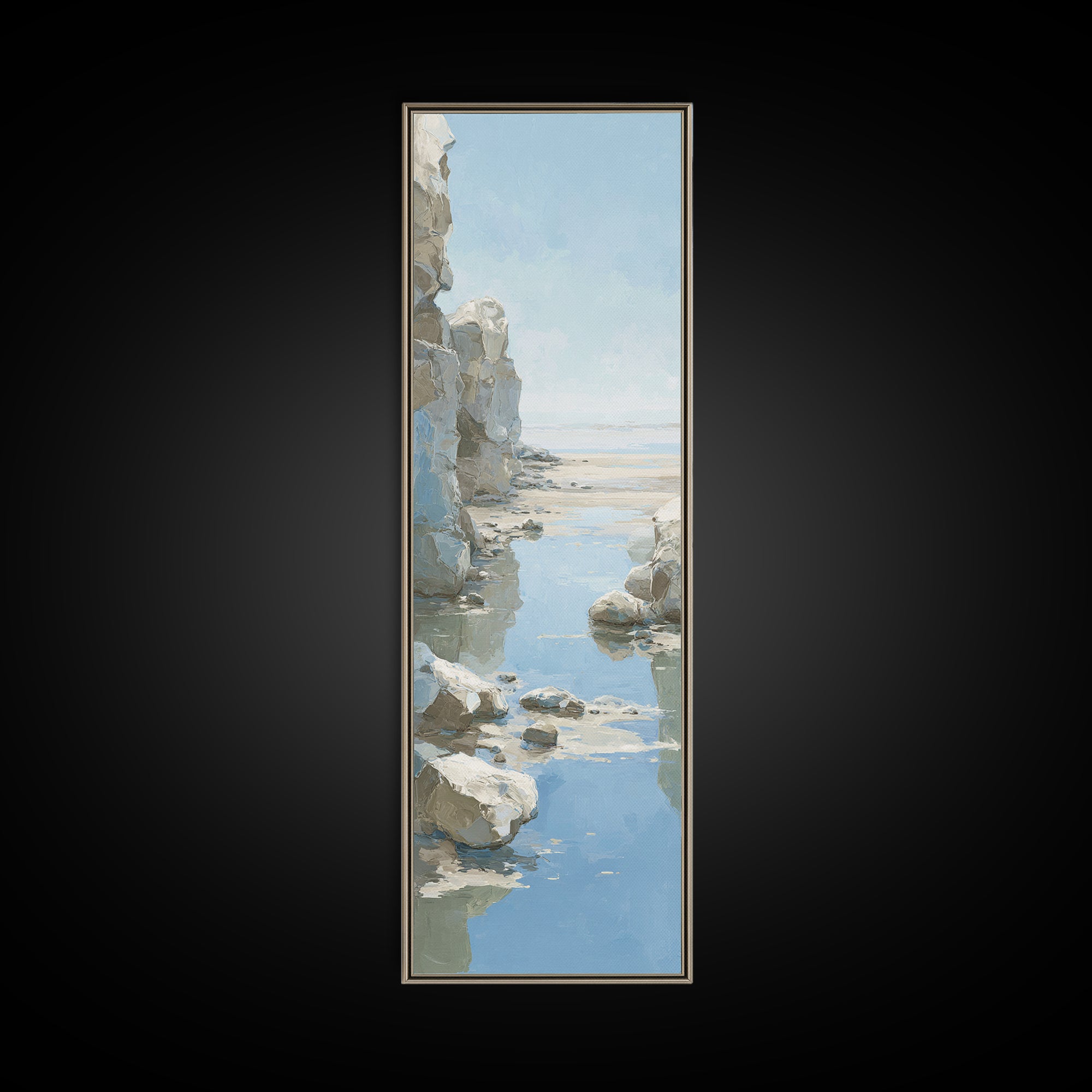 Coastal Horizon with Pale Sand and Water Canvas Print, Waiting Room Art, Gallery Decor, Waiting Room Decor, Fine Art, Calm, WRA-1x3-21