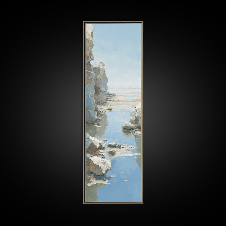 Coastal Horizon with Pale Sand and Water Canvas Print, Waiting Room Art, Gallery Decor, Waiting Room Decor, Fine Art, Calm, WRA-1x3-21