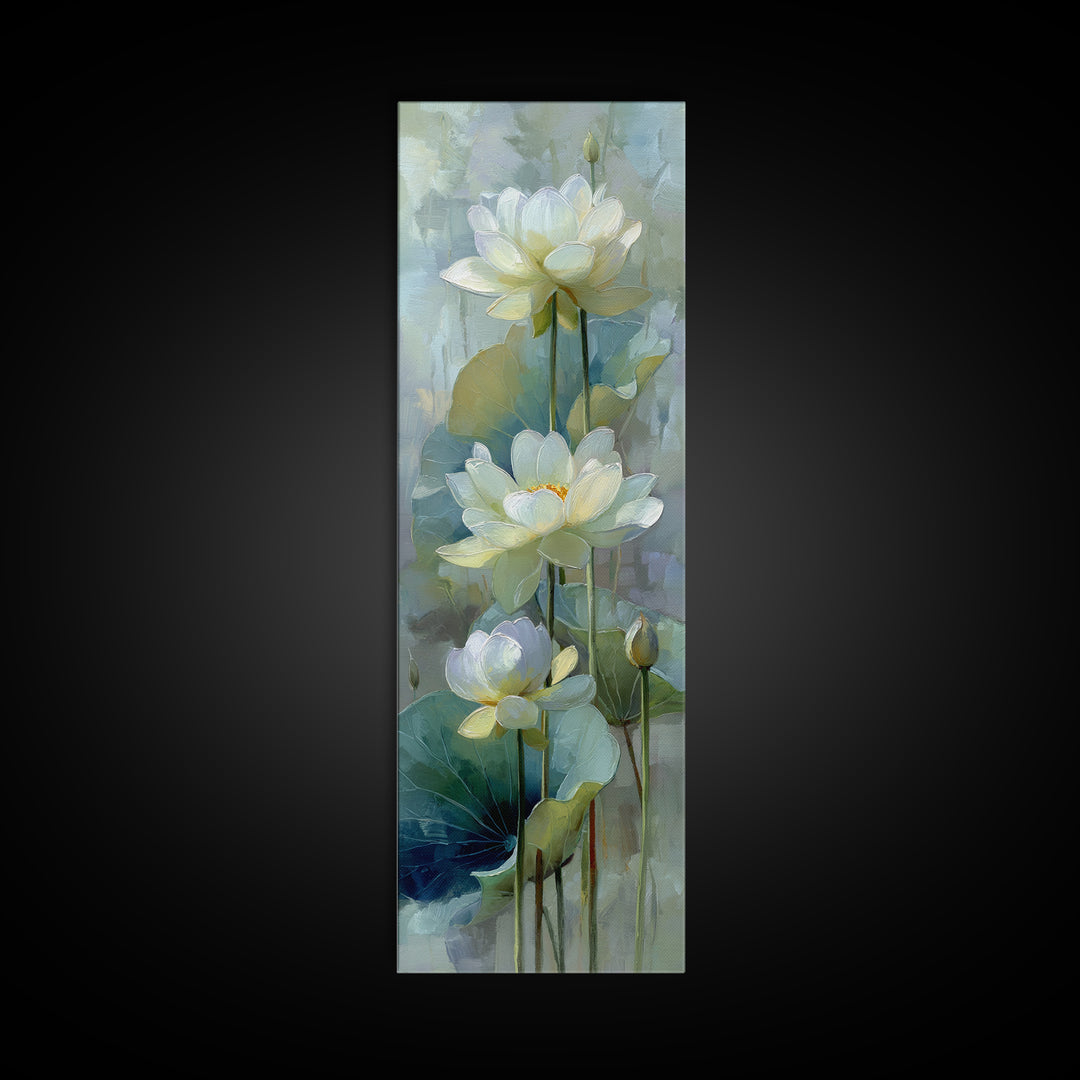 Lotus Flower on Still Water Canvas Print, Waiting Room Art, Printable Wall Art, Waiting Room Decor, Watercolor Art, Calm, WRA-1x3-27