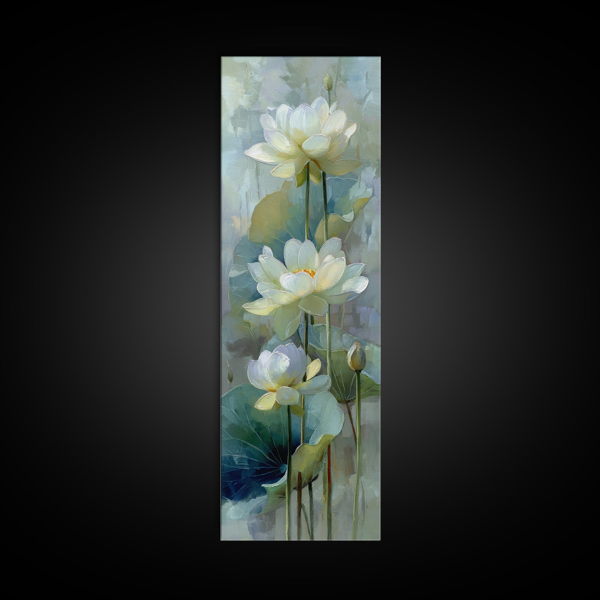 Lotus Flower on Still Water Canvas Print, Waiting Room Art, Printable Wall Art, Waiting Room Decor, Watercolor Art, Calm, WRA-1x3-27