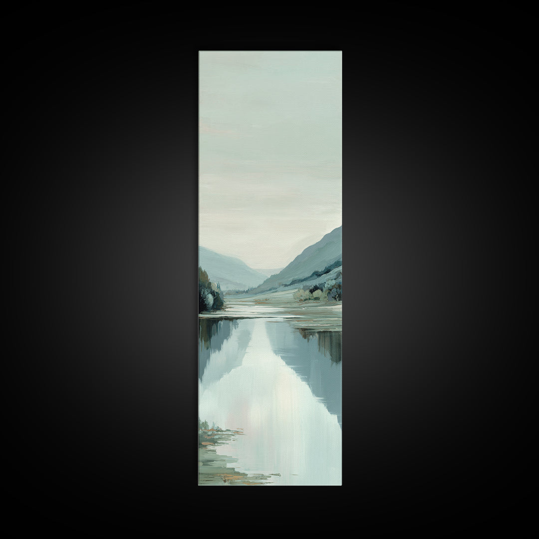 Peaceful Lake Reflection at Dawn Canvas Print, Waiting Room Art, Printable Wall Art, Waiting Room Decor, Oil Painting, Calm, WRA-1x3-40