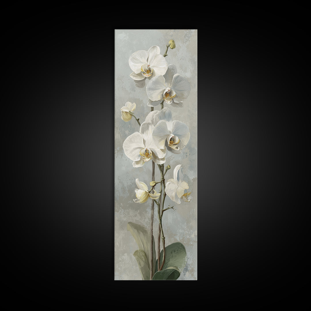White Orchid on Light Gray Ground Canvas Print, Waiting Room Art, Bedroom Decor, Waiting Room Decor, Fine Art, Calm, Abstract, WRA-1x3-43