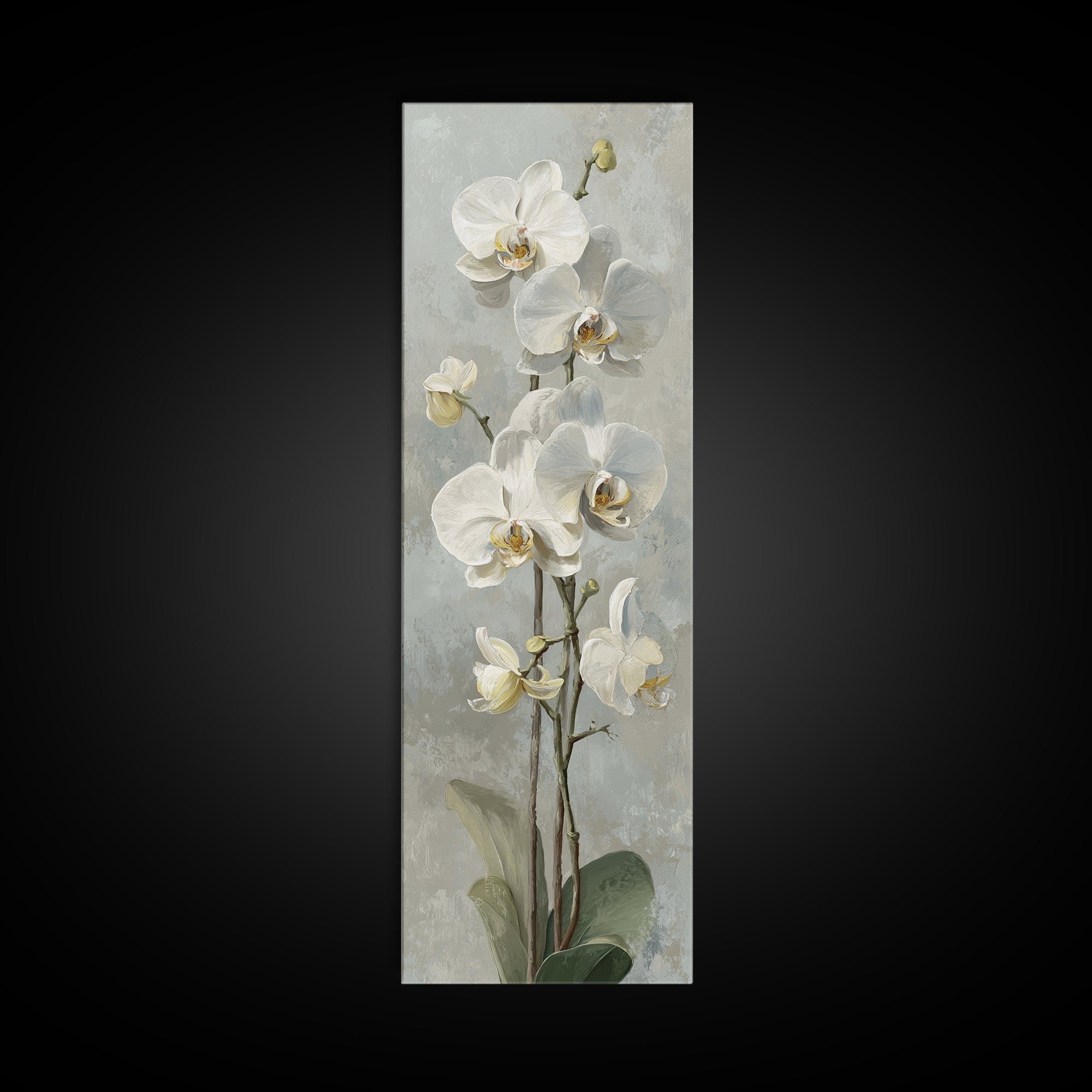 White Orchid on Light Gray Ground Canvas Print, Waiting Room Art, Bedroom Decor, Waiting Room Decor, Fine Art, Calm, Abstract, WRA-1x3-43