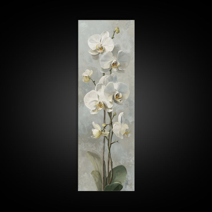 White Orchid on Light Gray Ground Canvas Print, Waiting Room Art, Bedroom Decor, Waiting Room Decor, Fine Art, Calm, Abstract, WRA-1x3-43