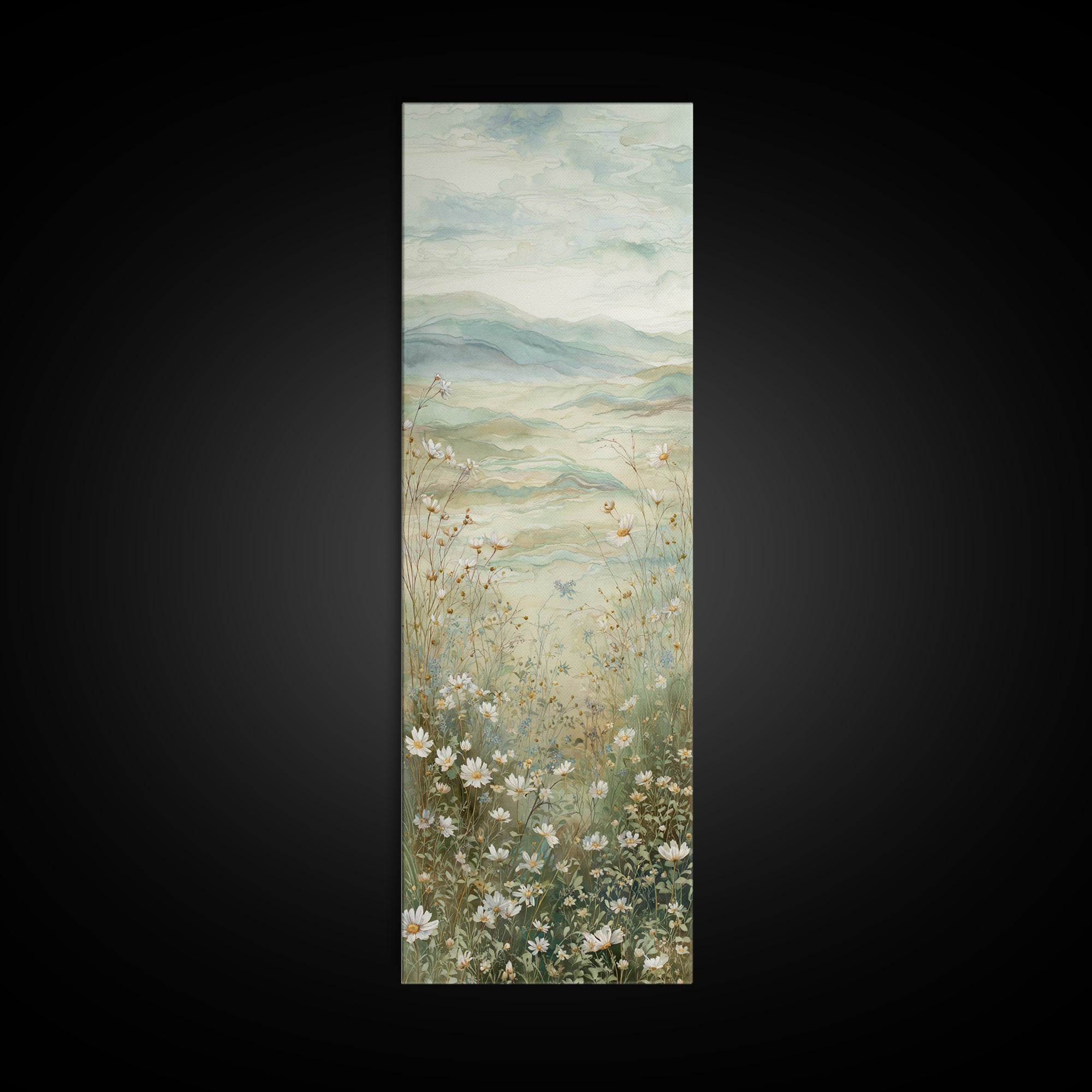 Sunlit Meadow with Wildflowers Canvas Print, Waiting Room Art, Contemporary Art, Waiting Room Decor, Oil Painting, Calm, WRA-1x3-44