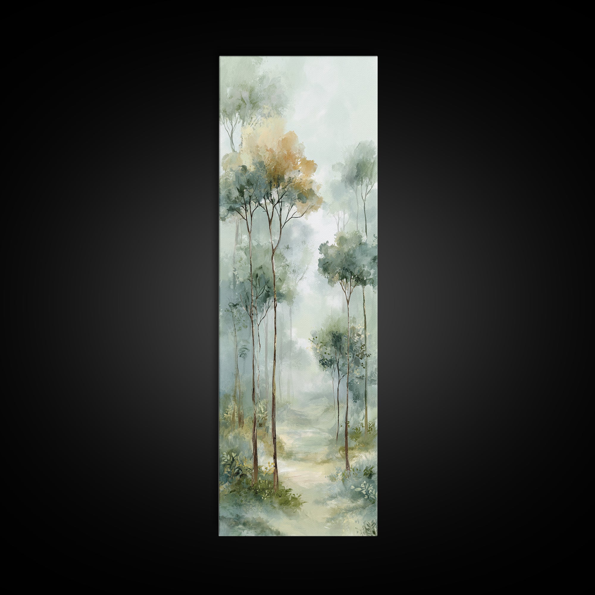 Misty Forest Path Framed Canvas Print, Waiting Room Art, Printable Art, Waiting Room Decor, Fine Art, Calm, Digital Art Print, WRA-1x3-47