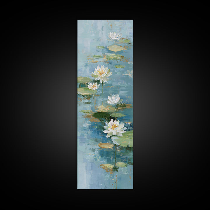 Lotus Flower on Still Water Canvas Print, Waiting Room Art, Minimalist Wall Art, Waiting Room Decor, Fine Art, Calm, Dental Art, WRA-1x3-51