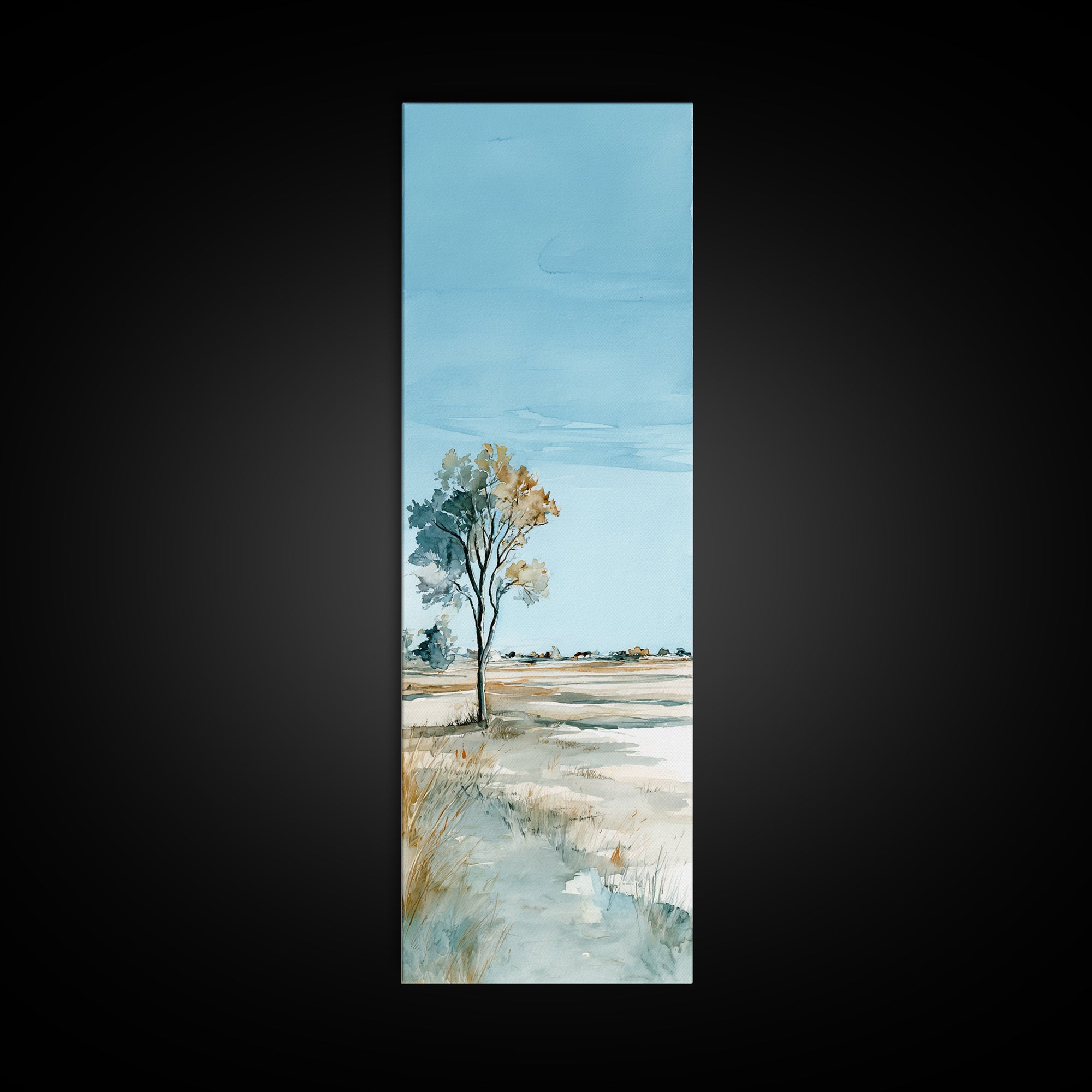 Open Field with Distant Tree Canvas Print, Waiting Room Art, Living Room Wall Art, Waiting Room Decor, Fine Art, Calm, WRA-1x3-59