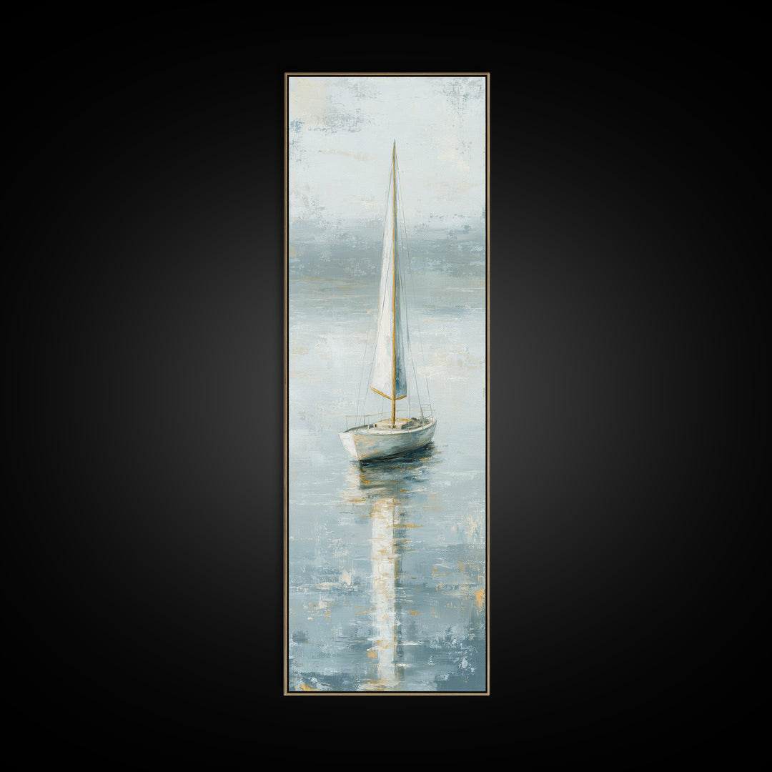 Quiet Sailboat on Calm Water Canvas Print, Waiting Room Art, Contemporary Art, Waiting Room Decor, Calm, Living Room Wall Art, WRA-1x3-7