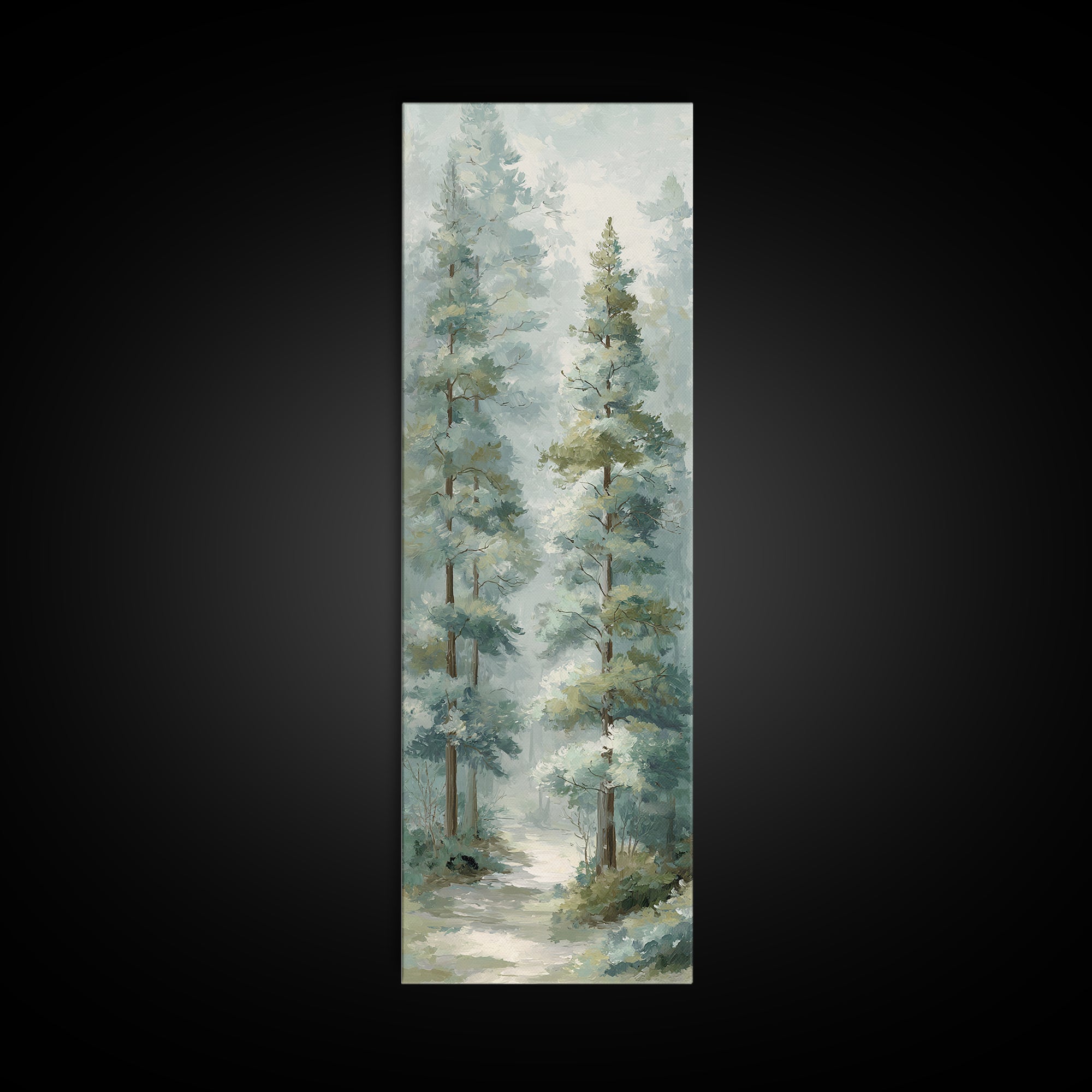 Misty Forest Path Framed Canvas Print, Waiting Room Art, Abstract, Waiting Room Decor, Calm, Modern Decor, Fine Art Print, WRA-1x3-71