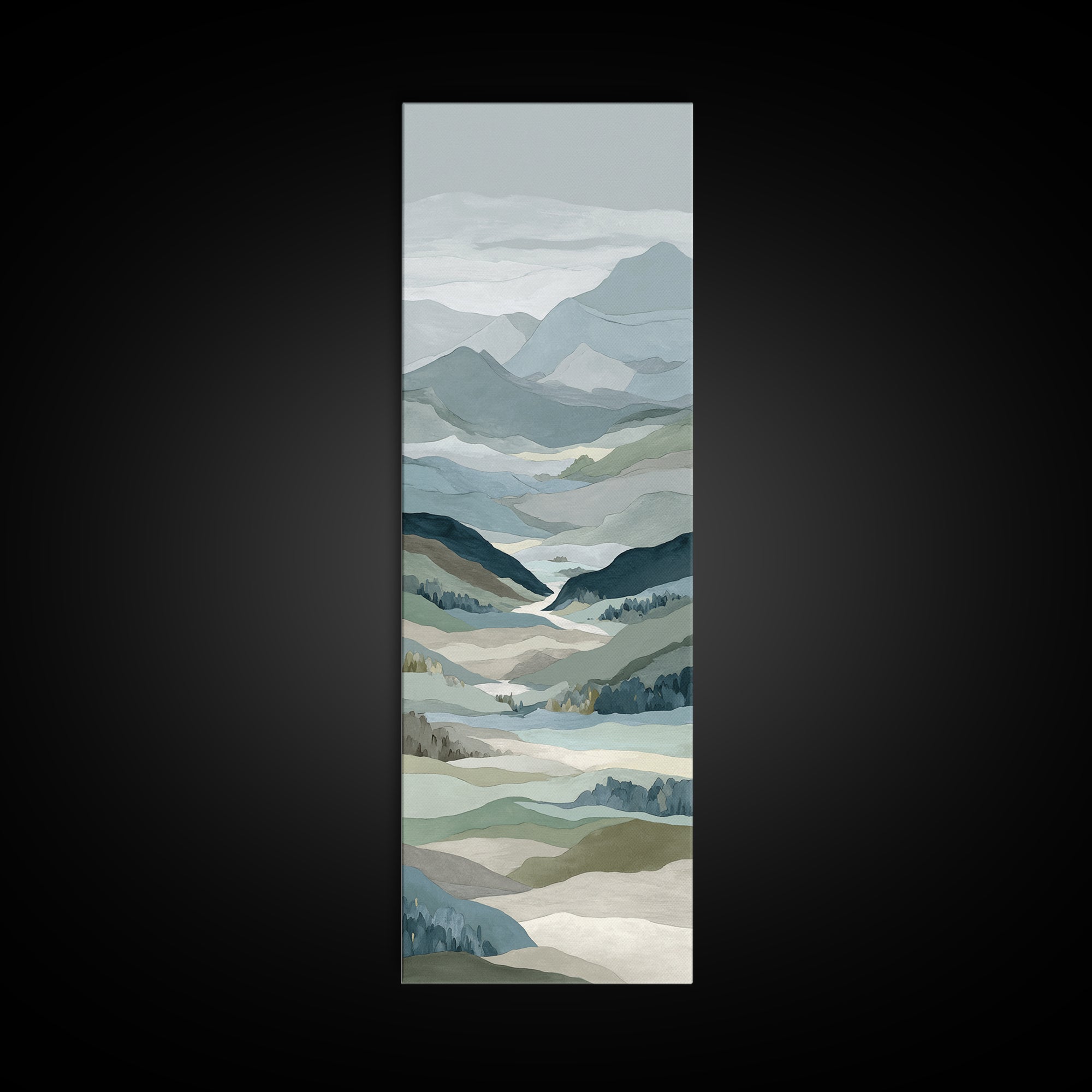 Simple Mountain Layers Framed Canvas Print, Waiting Room Art, Fine Art, Waiting Room Decor, Calm, Minimalist Decor, WRA-1x3-74