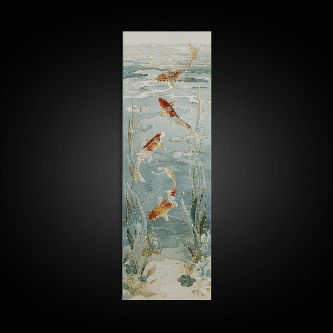 Gentle Koi Fish Canvas Print, Waiting Room Art, Gallery Decor, Waiting Room Decor, Oil Painting, Calm, Contemporary Art, WRA-1x3-82