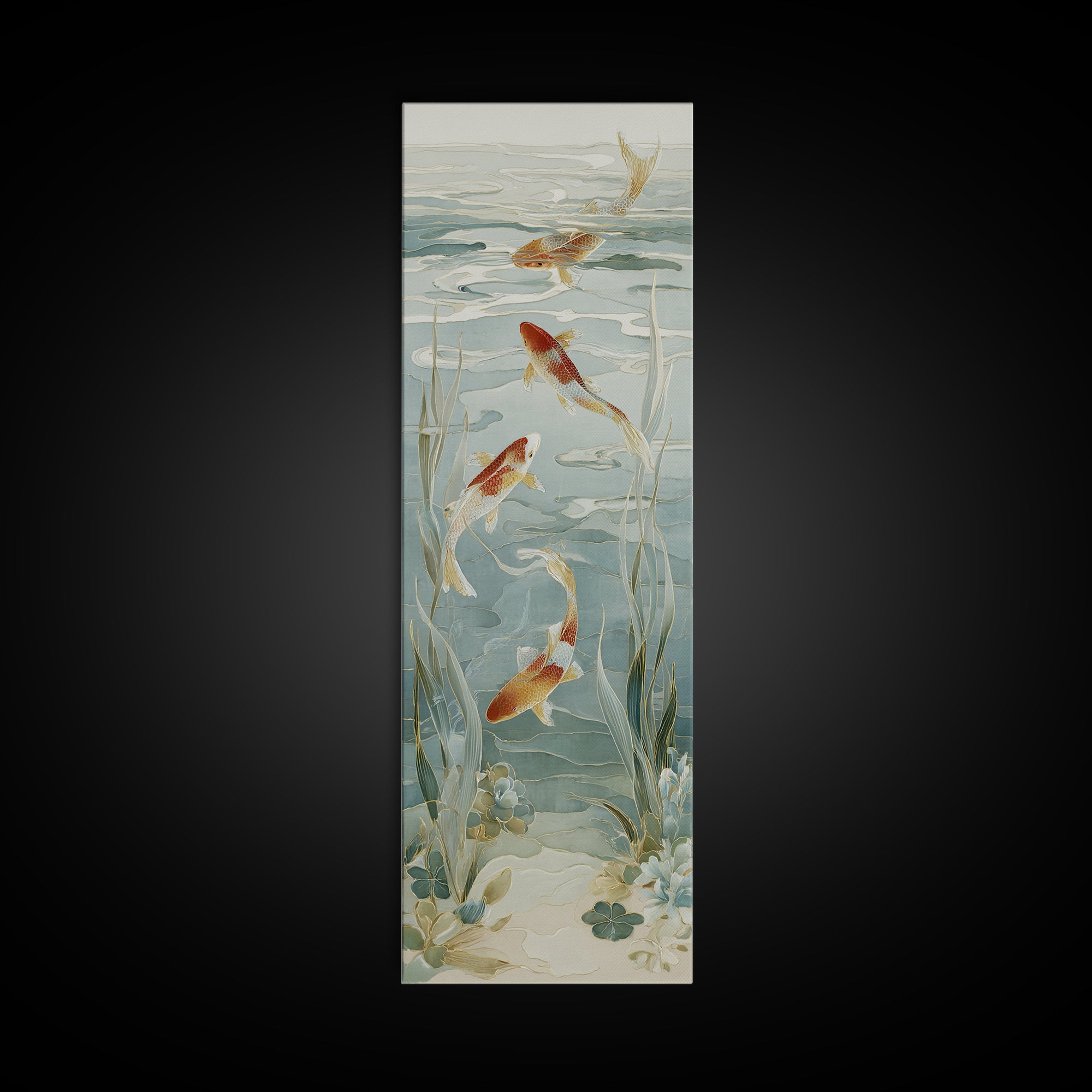 Gentle Koi Fish Canvas Print, Waiting Room Art, Gallery Decor, Waiting Room Decor, Oil Painting, Calm, Contemporary Art, WRA-1x3-82