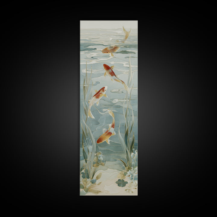 Gentle Koi Fish Canvas Print, Waiting Room Art, Gallery Decor, Waiting Room Decor, Oil Painting, Calm, Contemporary Art, WRA-1x3-82