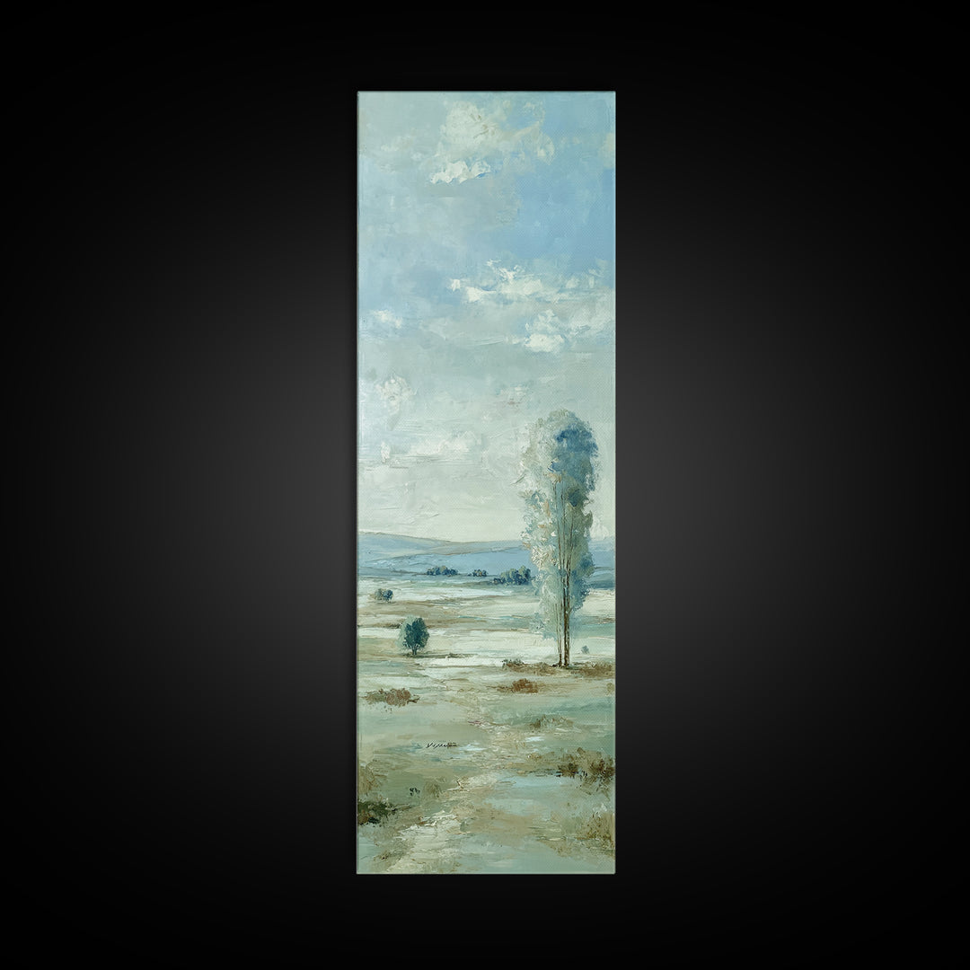 Open Field with Distant Tree Framed Canvas Print, Waiting Room Art, Gallery Wall Art, Waiting Room Decor, Fine Art, Calm, WRA-1x3-83